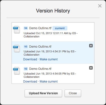 Screenshot of version history dialog box allowing you to revert or download older version